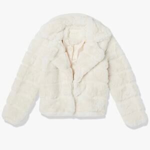 NWT BLANK NYC White Fur Jacket Girls Large (Fits Women’s XS)